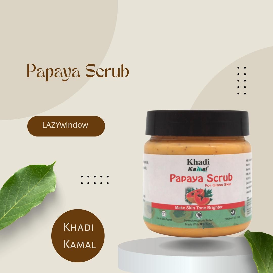 Khadi Kamal Herbal 100 Pure Natural & Organic Papaya Face Scrub For Man And Women 180gm Pack of 3 - PURE