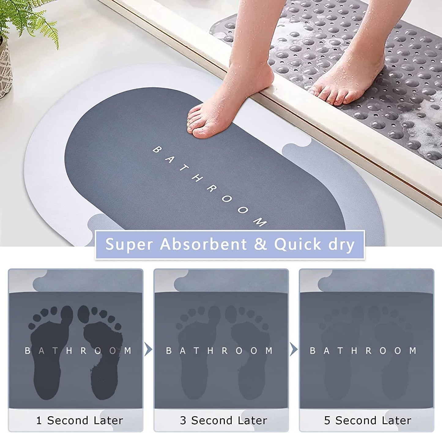 Super Absorbent Bath Floor Mat - PURE