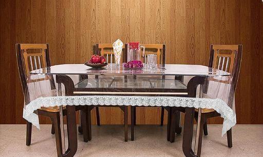 Transparent PVC Dining Table Cover (Silver Boarder) - PURE