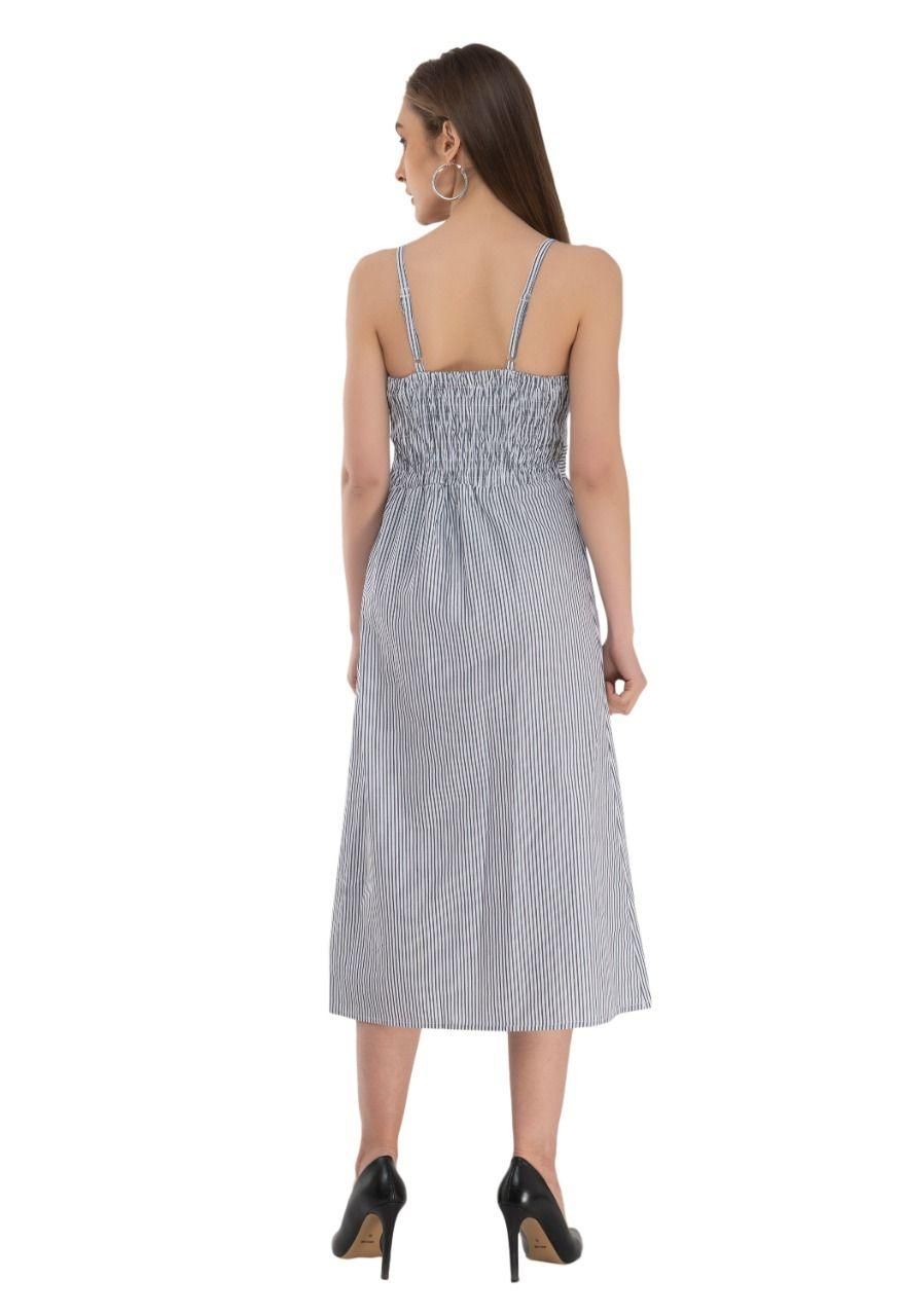 Women's Cotton Stripe Sleeveless Dress - PURE