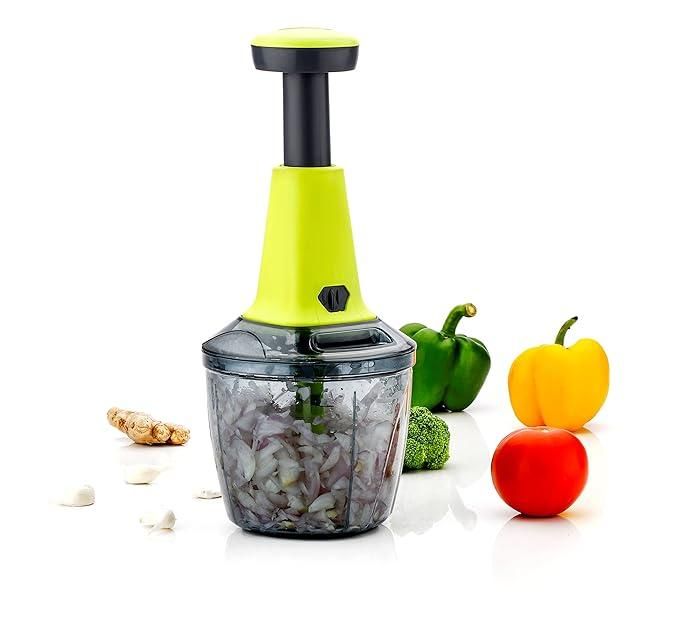 Food Chopper , Steel Large Manual Hand-Press Vegetable Chopper Mixer Cutter to Cut - PURE