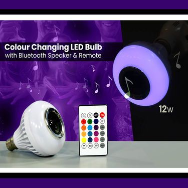 Colour Changing LED Bulb with Bluetooth Speaker & Remote - PURE