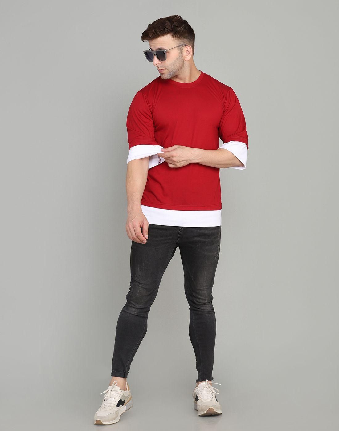 Denzolee Oversized Solid Round Neck T-Shirt For Men's - PURE