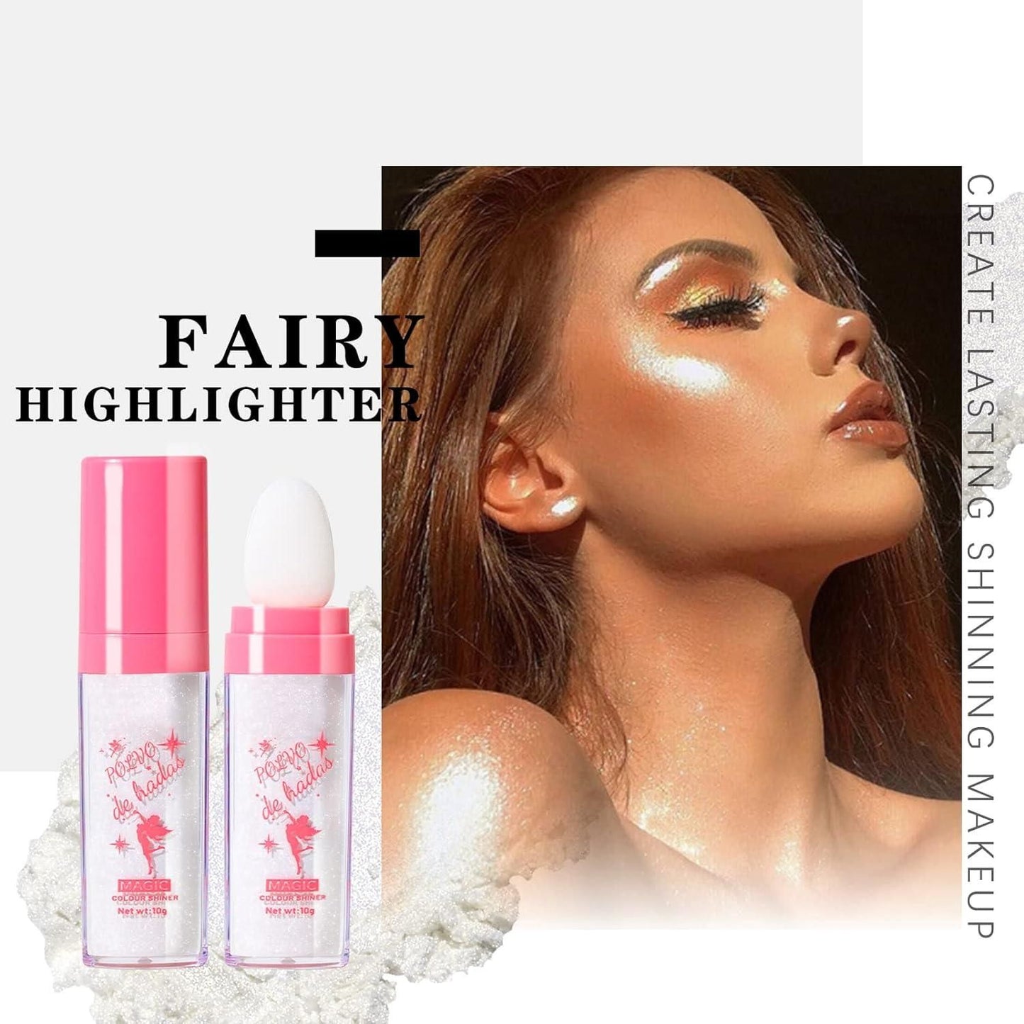 3 Colors Highlighter Stick, Body Glitter Highlighter Powder High Gloss Fairy Makeup, - PURE