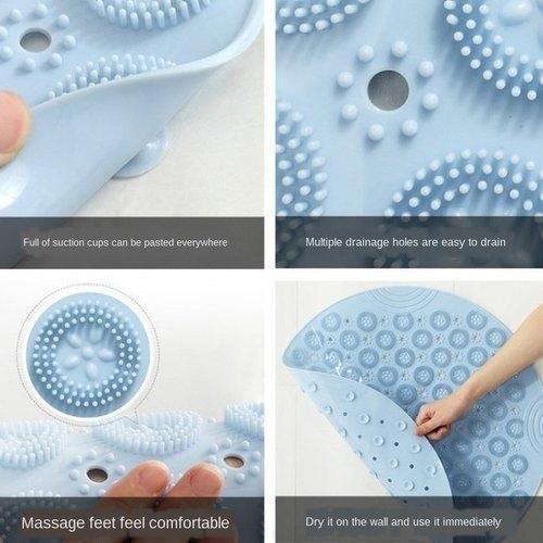 Bathroom Mat- Silicone Non Slip Round Bathroom Mat - PURE