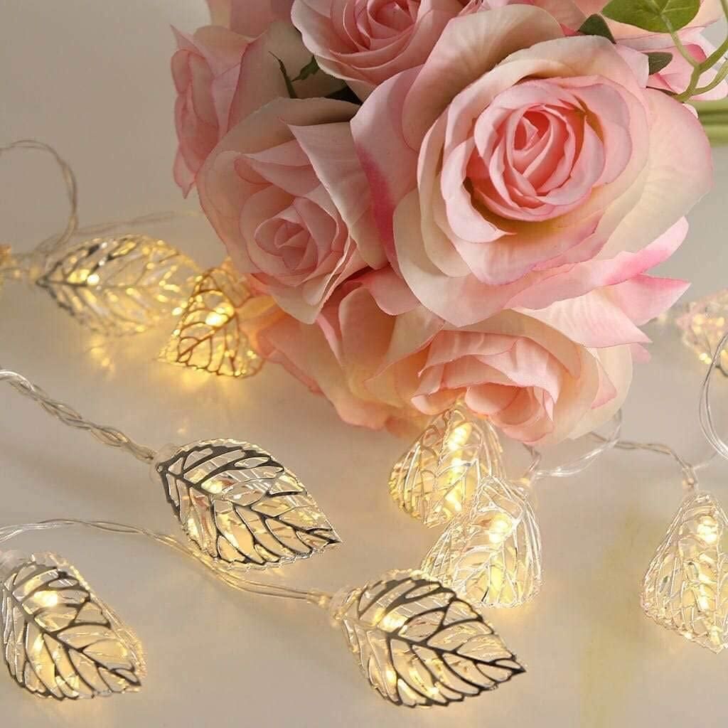 Metal Tree Leaf Shape Decorative LED Fairy String Starry Lights 14 2D Leaf - PURE