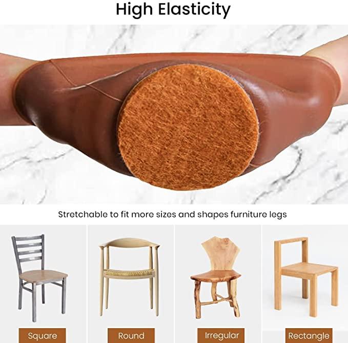 NOBILEA Silicone Chair Leg Protectors with Felt for Hardwood Floors (6PCS), Silicone Furniture Leg Cover Pad for Protecting Floors from Scratches and Noise, Smooth Moving for Chair Feet. - PURE