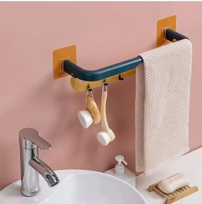 Double Layer Plastic Towel Rack with Hooks - PURE