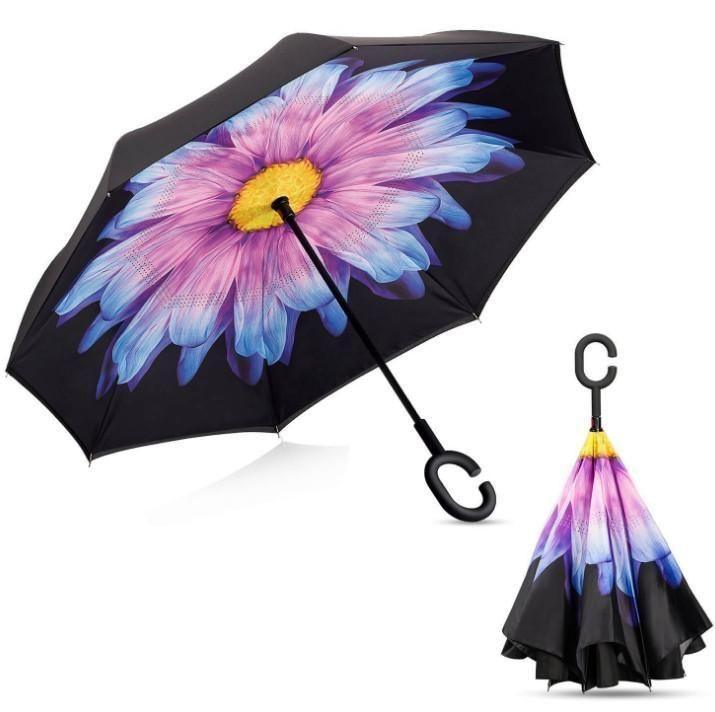 Double Layer Strong waterproof Umbrella with C- Shape Handle - PURE