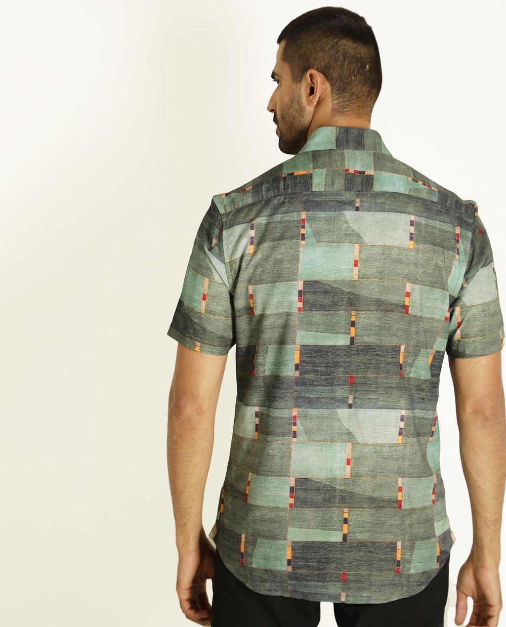 Men's Poly Cotton Printed Half Sleeves Shirt - PURE