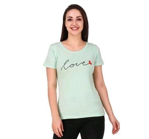 Women's Cotton Blend Typography Print Short Sleeves T-Shirt - PURE