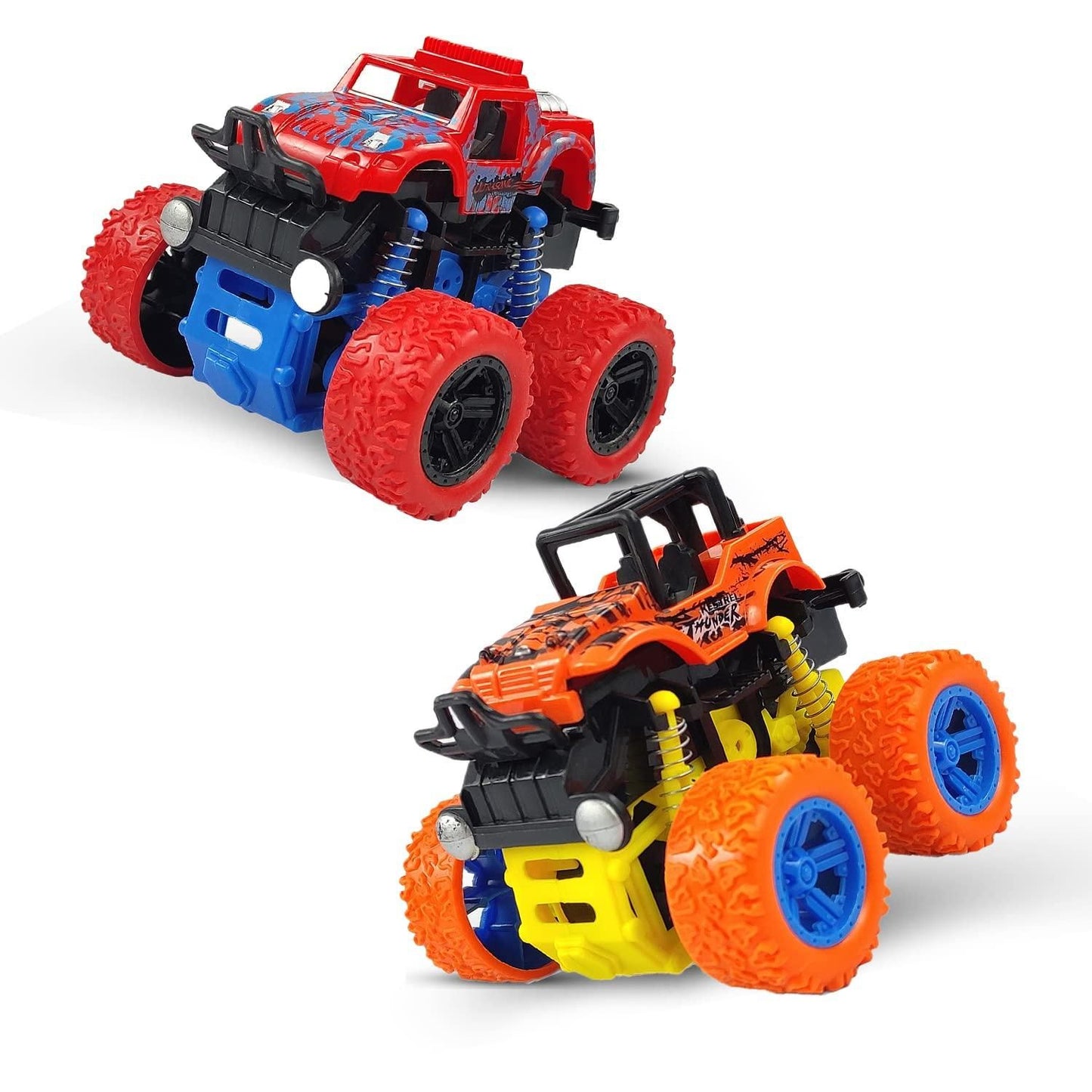 360 Degree Mini Monster Trucks Friction Powered Cars for Kids (Pack Of 2) - PURE