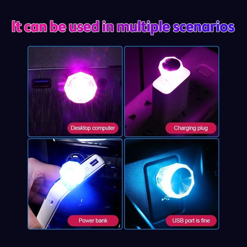 Diamond Shape Car Mini USB LED Environmental Lights (Multicolor) (Pack of 2) - PURE