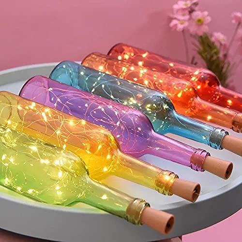 20 Led Wine Bottle Cork Copper Wire String Lights 2M Battery Operated (Warm White Pack Of 12) - PURE