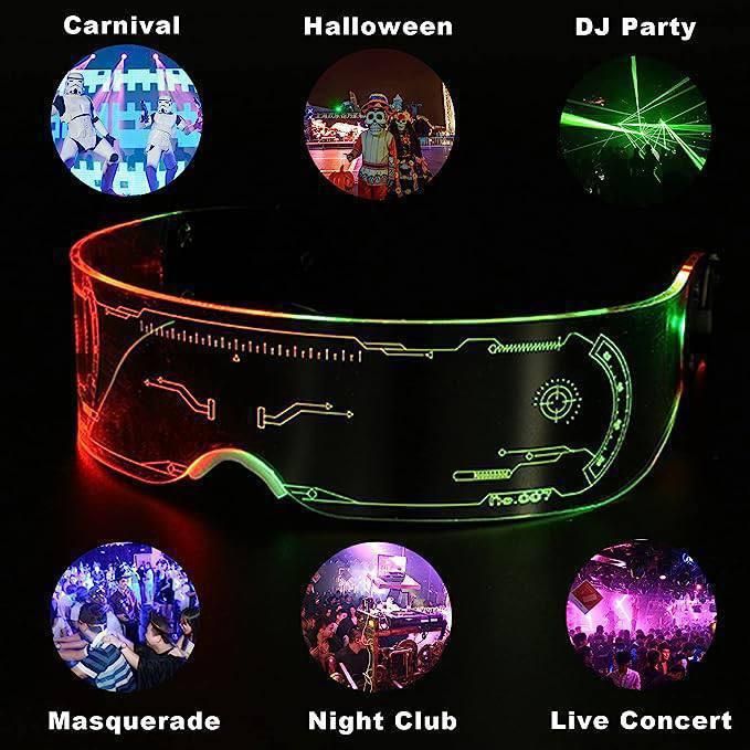 Led Glasses Light Up Glasses Led Visor Glasses 7 colors and 5 modes, Luminous Glasses for Halloween Cosplay Party Bar - PURE