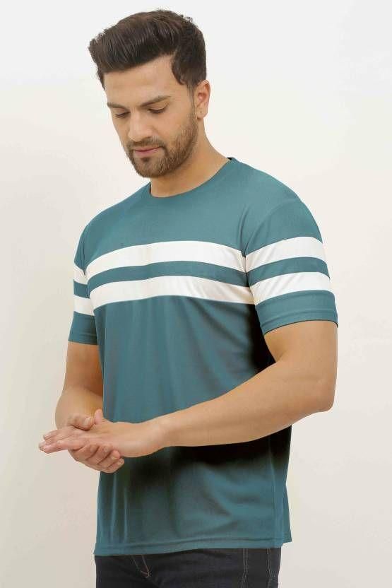 Denzolee Men's Colorblock Half Sleeve Tees - PURE