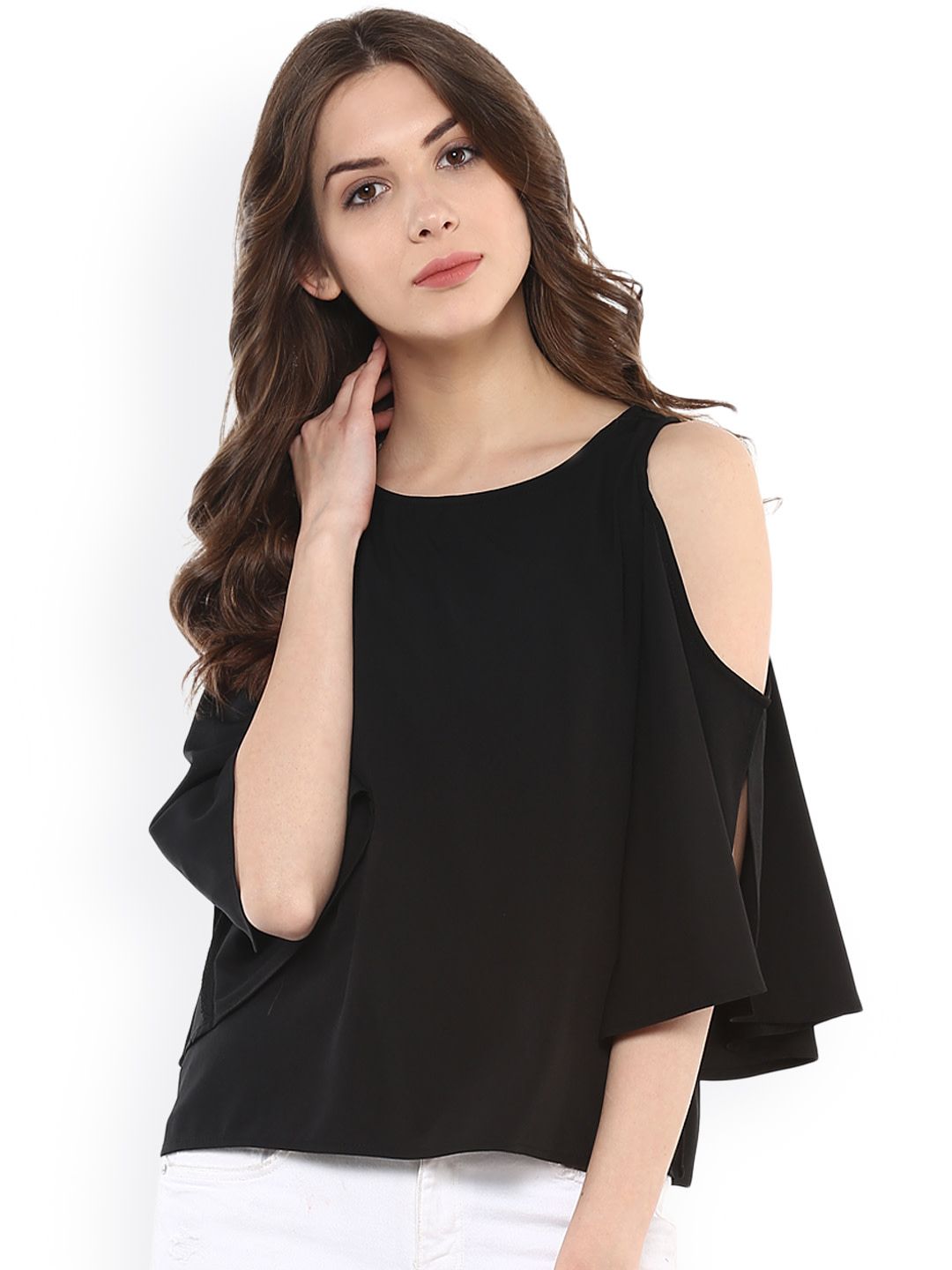 Trendy Solid Casual Crepe Tops - PURE