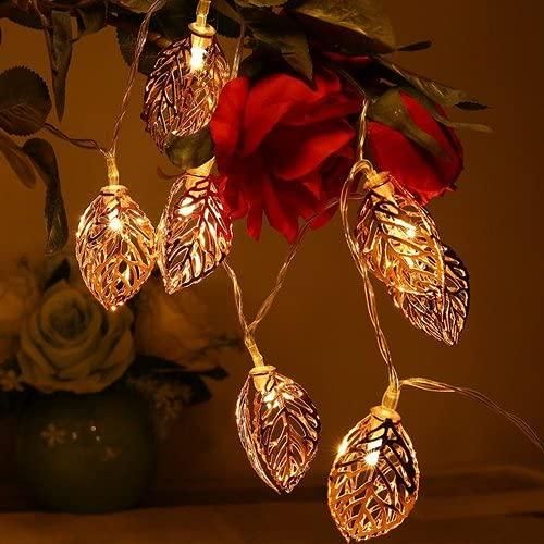 Metal Tree Leaf Shape Decorative LED Fairy String Starry Lights 14 3D Leaf - PURE