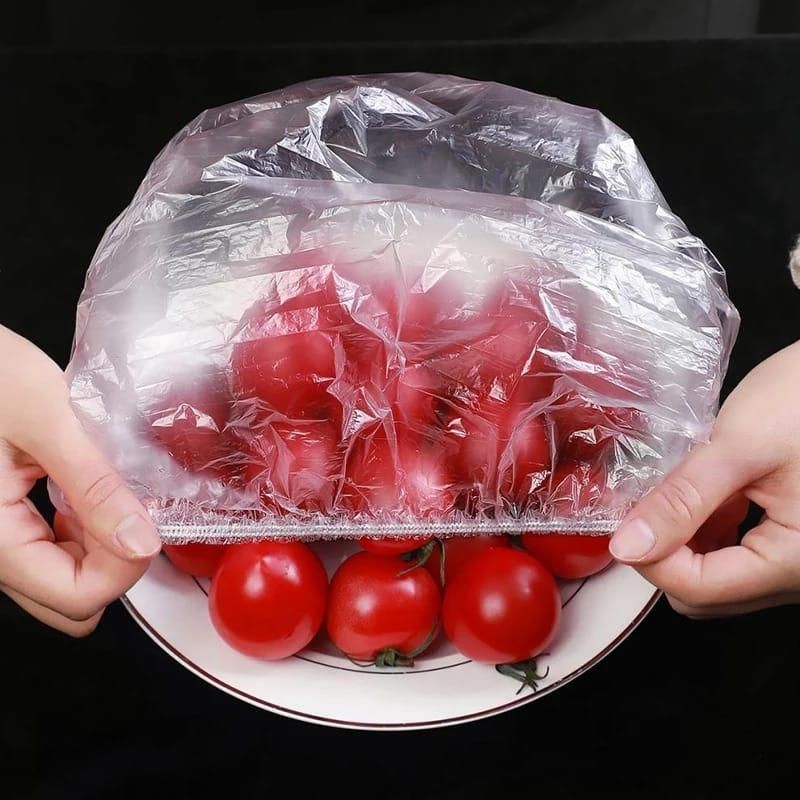 Food Covering Bag-Elastic Stretch Adjustable Bowl Lids Universa Plastic Bags Food Cover( 100 Pcs) - PURE