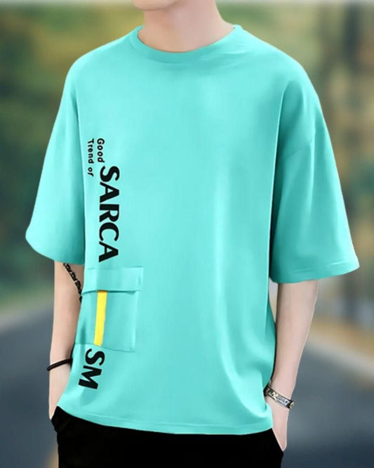 Men's Printed Oversized T-Shirt with Drop Shoulder - PURE