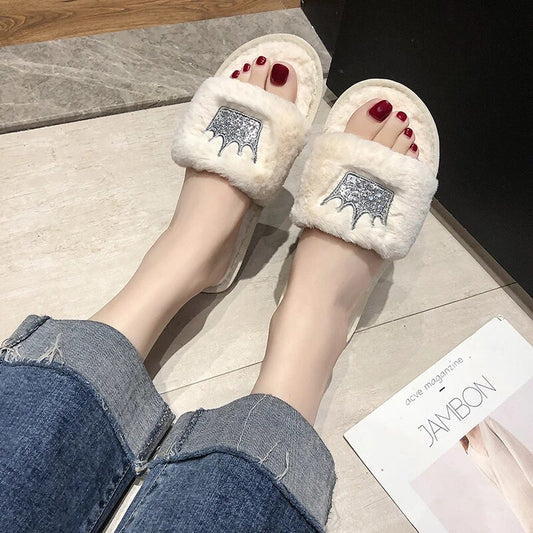 Women's Warm Winter Slippers Womens Fur Slippers - PURE