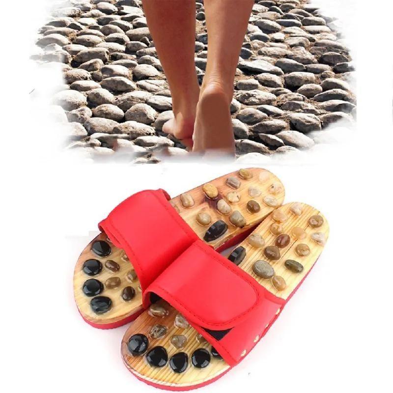 Acupressure Natural Stone Slippers (Red) - PURE