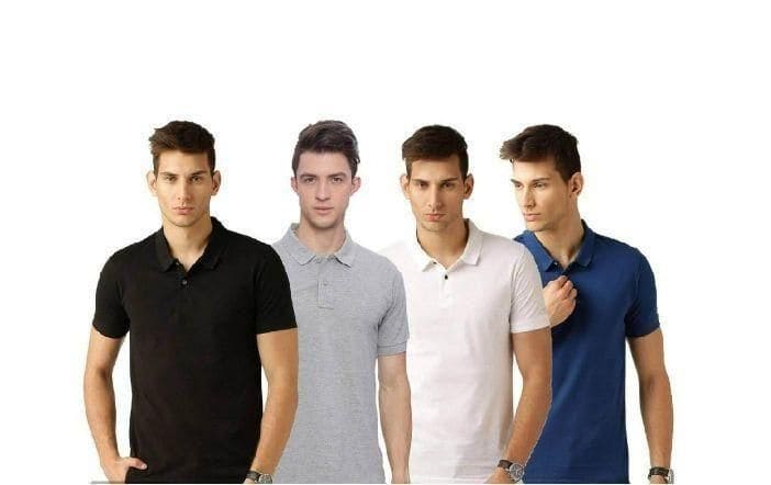 Poly Cotton Solid Half Sleeves Mens Polo T-shirt (Pack of 4) - PURE