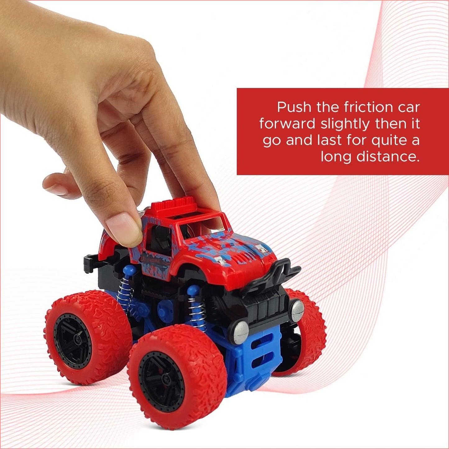 360 Degree Mini Monster Trucks Friction Powered Cars for Kids (Pack Of 2) - PURE