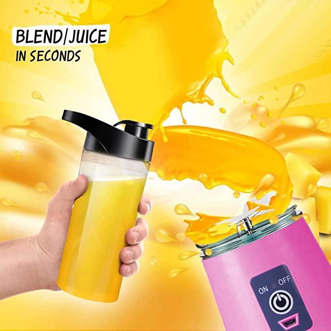 Portable Electric USB Juice Maker Bottle | Blender Grinder Mixer | Rechargeable Bottle with 6 Blades - PURE