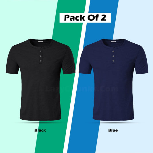 Cotton Solid Half Sleeves Mens T-Shirt Pack Of 2 - PURE