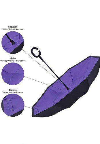 Double Layer Strong waterproof Umbrella with C- Shape Handle - PURE