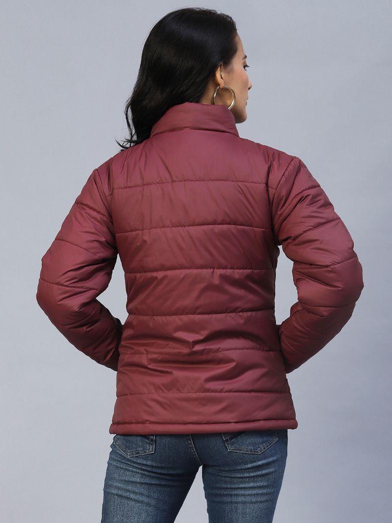 Rigo Women's Polyester Wine Puffer Jacket - PURE