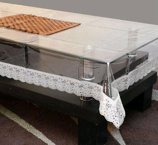 Transparent PVC Dining Table Cover (Silver Boarder) - PURE