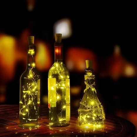 20 Led Wine Bottle Cork Copper Wire String Lights 2M Battery Operated (Warm White Pack Of 12) - PURE