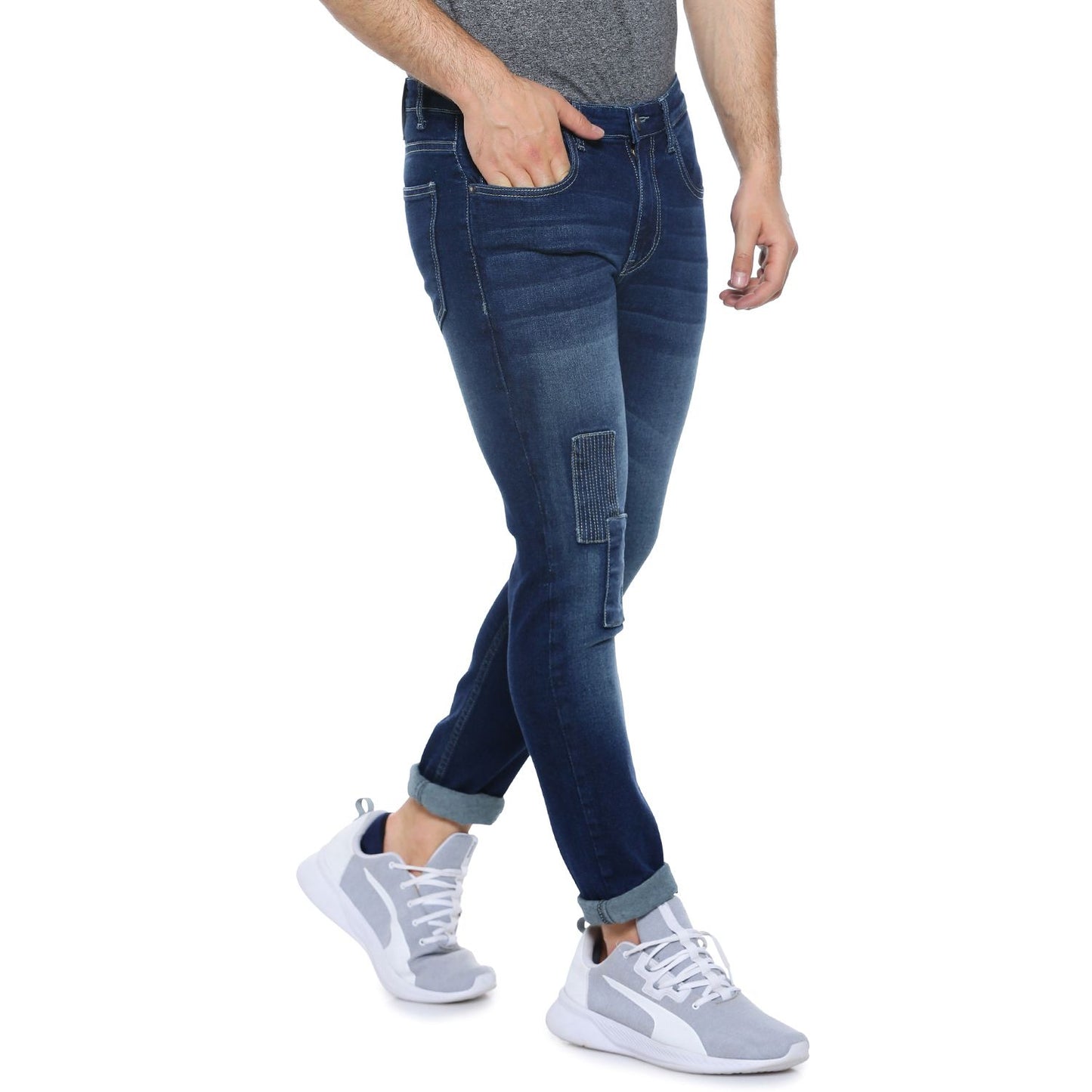 Campus Sutra Denim Rugged Slim Fit Jeans - PURE