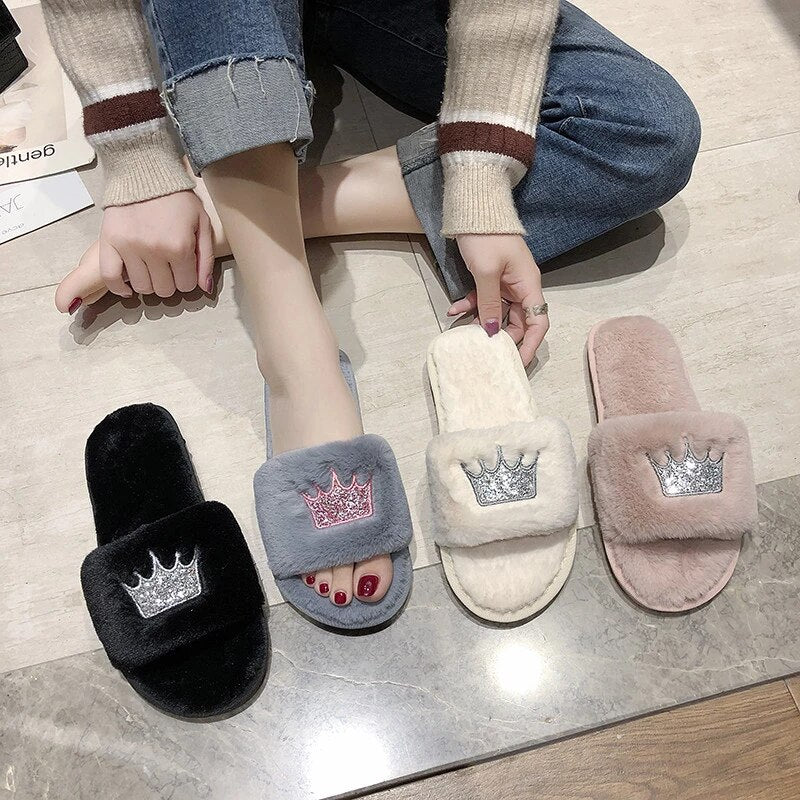 Women's Warm Winter Slippers Womens Fur Slippers - PURE