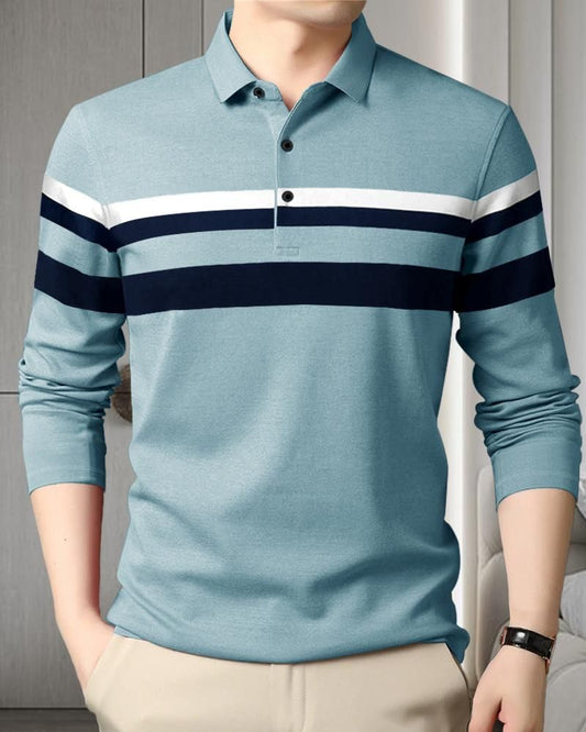 Eyebogler Men Full Sleeves Polo Neck T-shirt - PURE