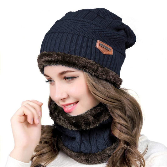 Winter Beanie Cap and Neck Scarf Set (2 Piece) - PURE