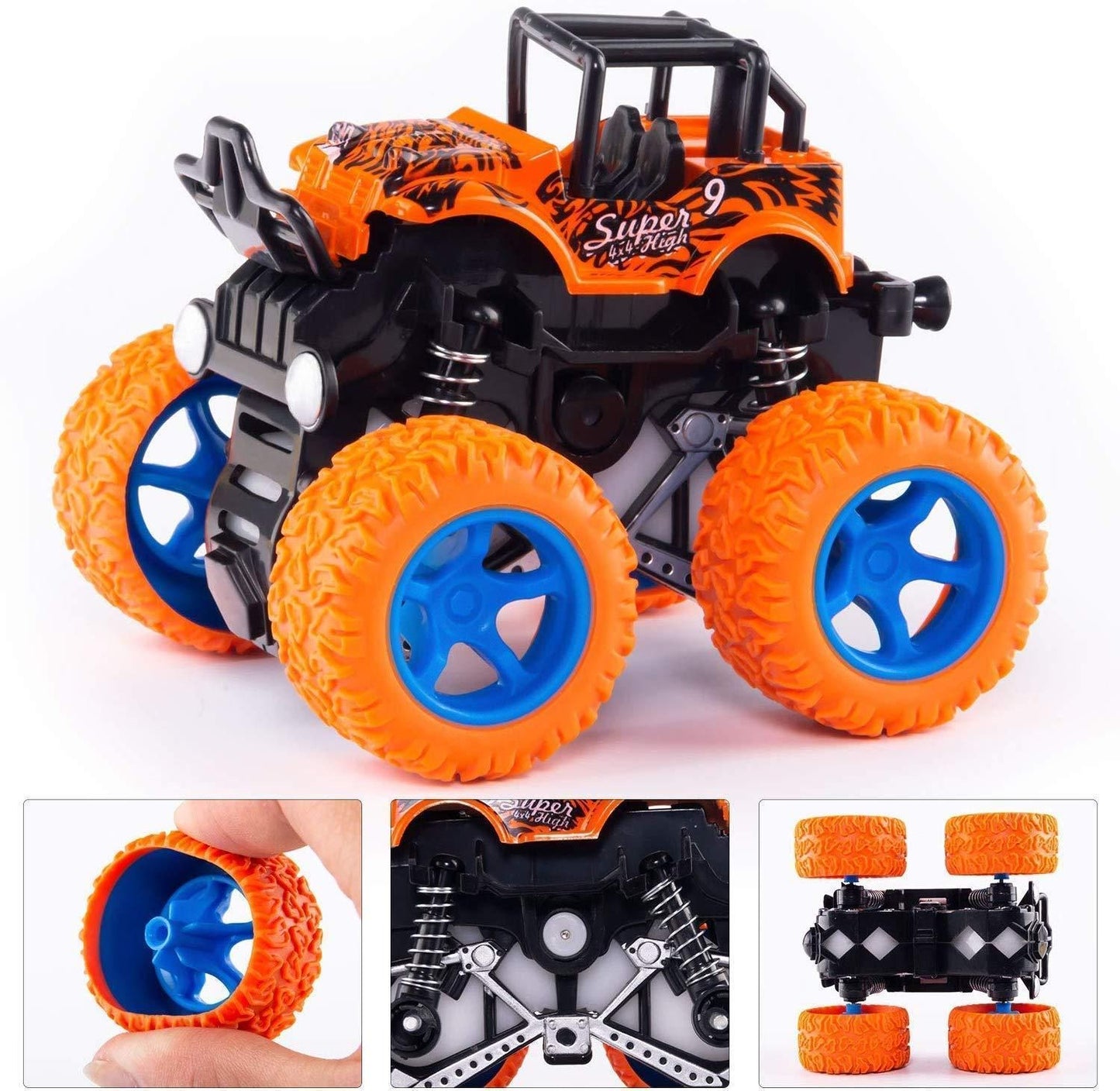 360 Degree Mini Monster Trucks Friction Powered Cars for Kids (Pack Of 2) - PURE