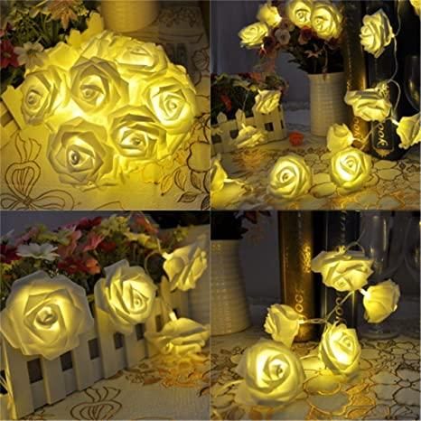 Rose Flower Led Serial String Lights - |10 Feet 14 Led Rose Lights for Home Decoration Indoor Outdoor(Warm White Plug-in) - PURE