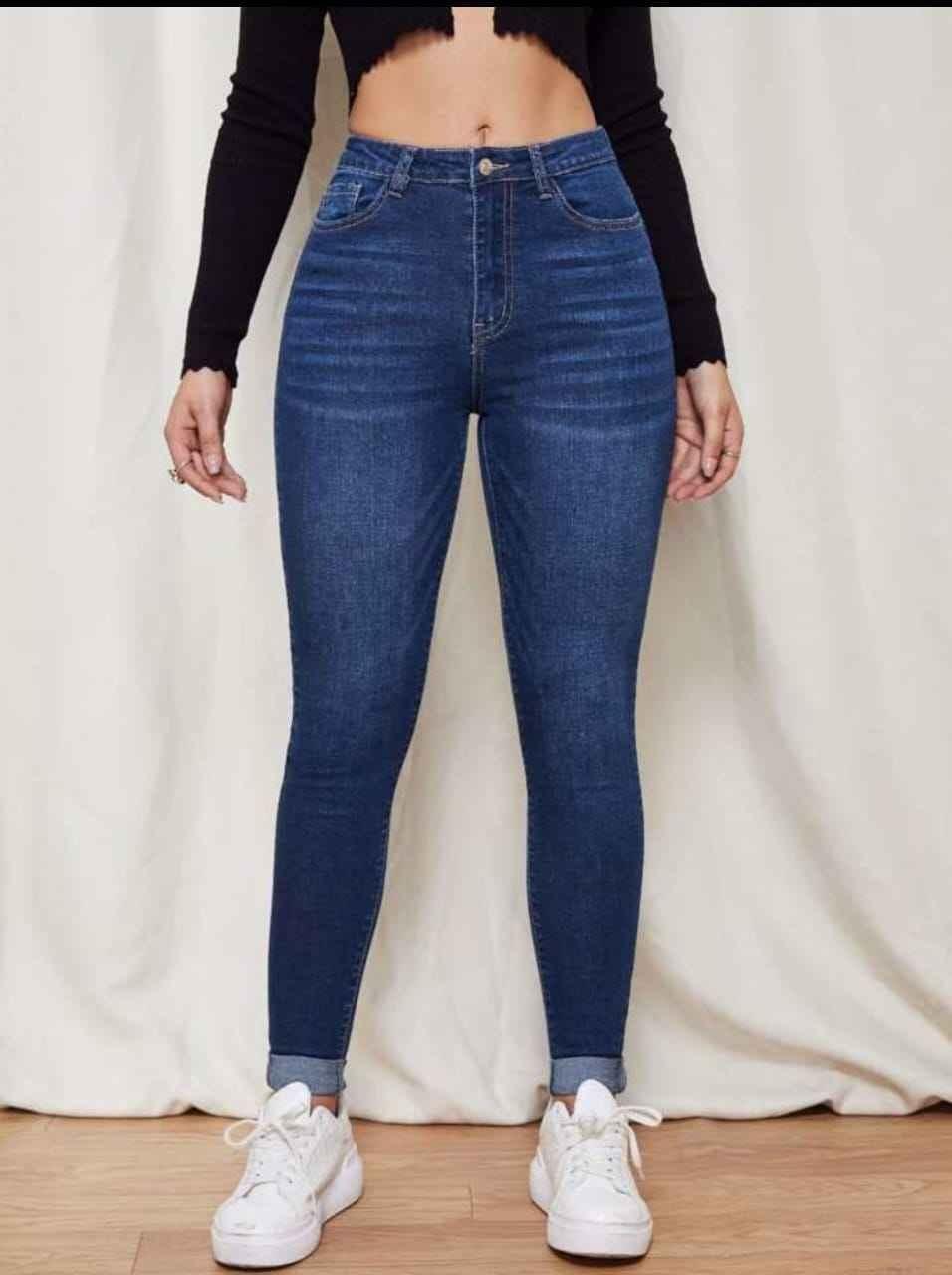 Basic Sensational High Rise Stretchable Causal Jeans For Women's - PURE