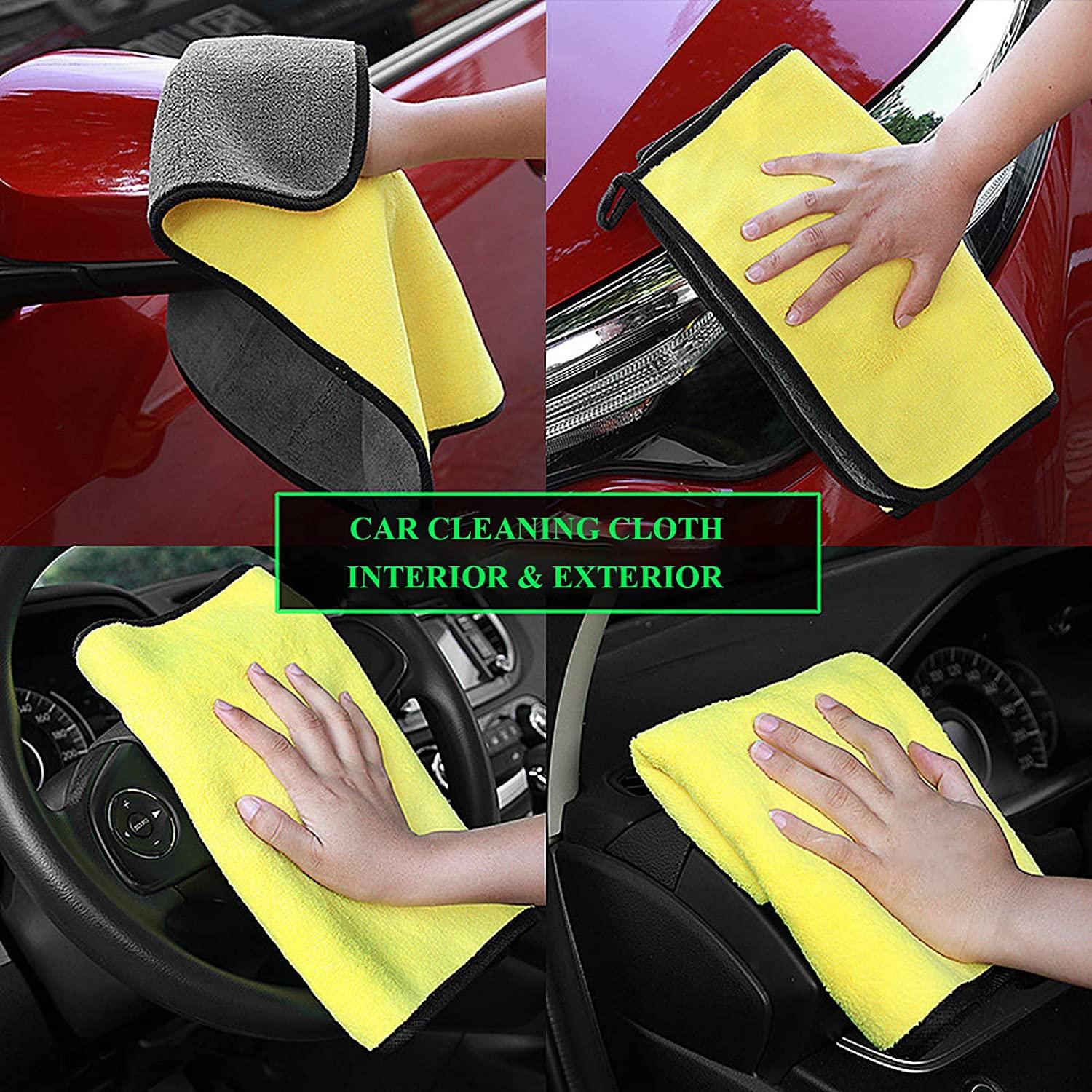 Microfibre Car Cloth (60x30 cm + 30x30 cm) ,Thick Plush Lint & Streak-Free Multipurpose Double-Sided Cloths Automotive Towels for Car Bike Cleaning Polishing Washing & Detailing (Pack of 2) - PURE