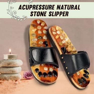 Acupressure Natural Stone Slippers (Red) - PURE