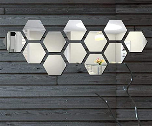 3D Acrylic Hexagon Mirror Wall Stickers(Set of 31) - PURE