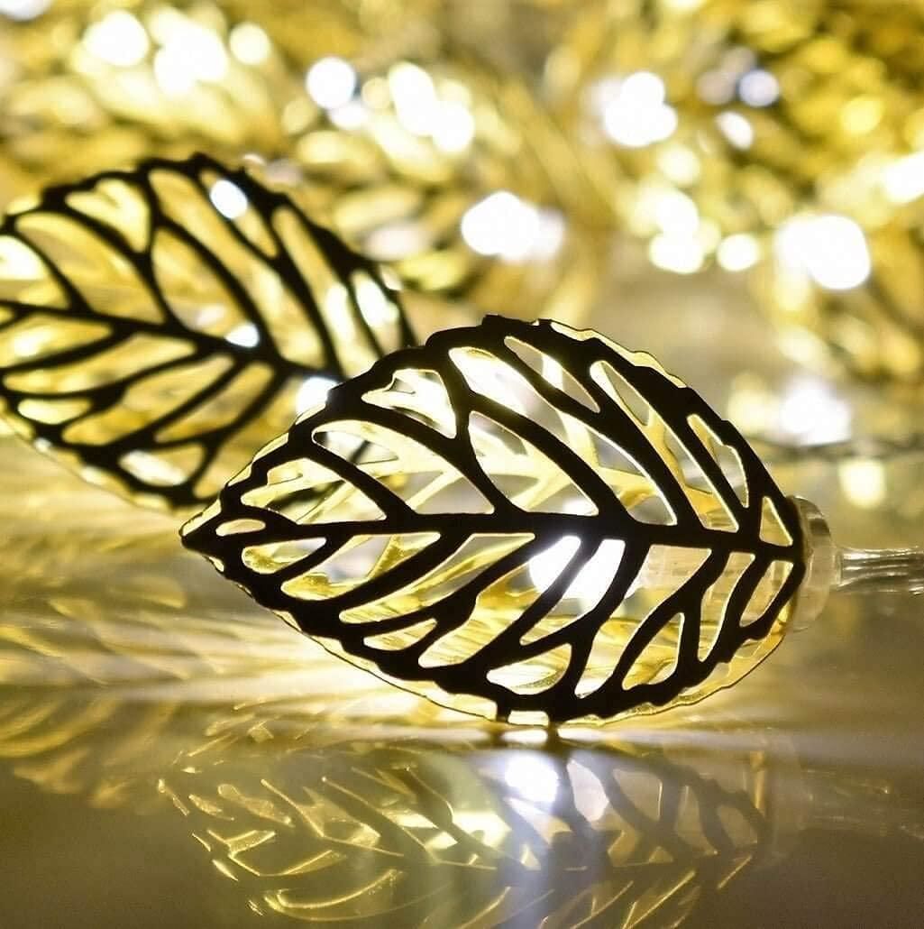 Metal Tree Leaf Shape Decorative LED Fairy String Starry Lights 14 2D Leaf - PURE