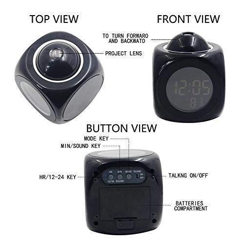 Digital LCD Talking Alarm Clock with Projector Time Display - PURE