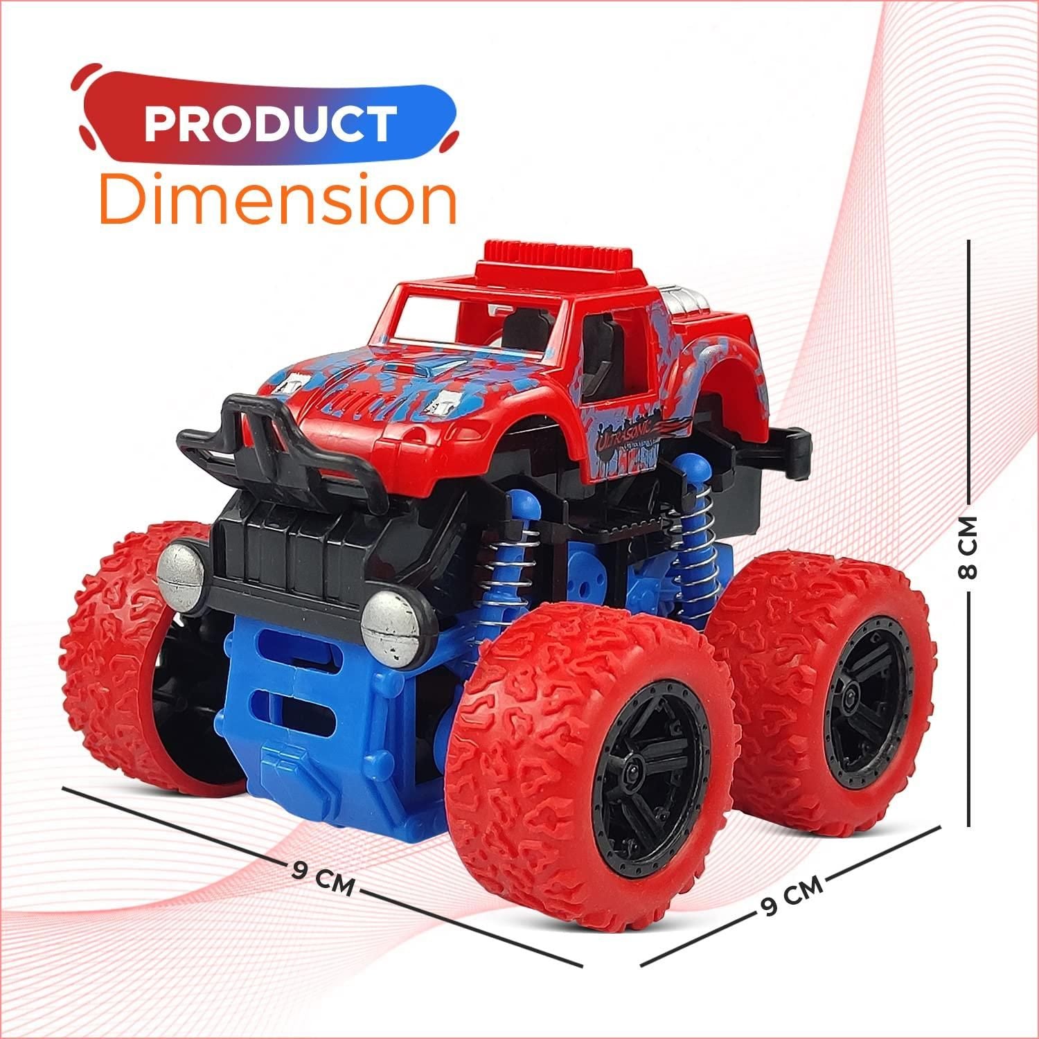 360 Degree Mini Monster Trucks Friction Powered Cars for Kids (Pack Of 2) - PURE