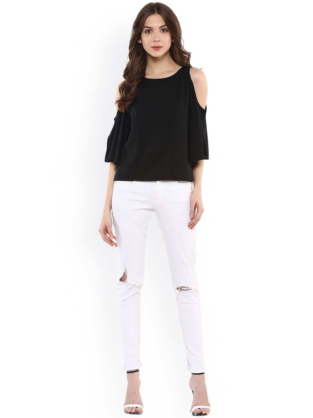 Trendy Solid Casual Crepe Tops - PURE