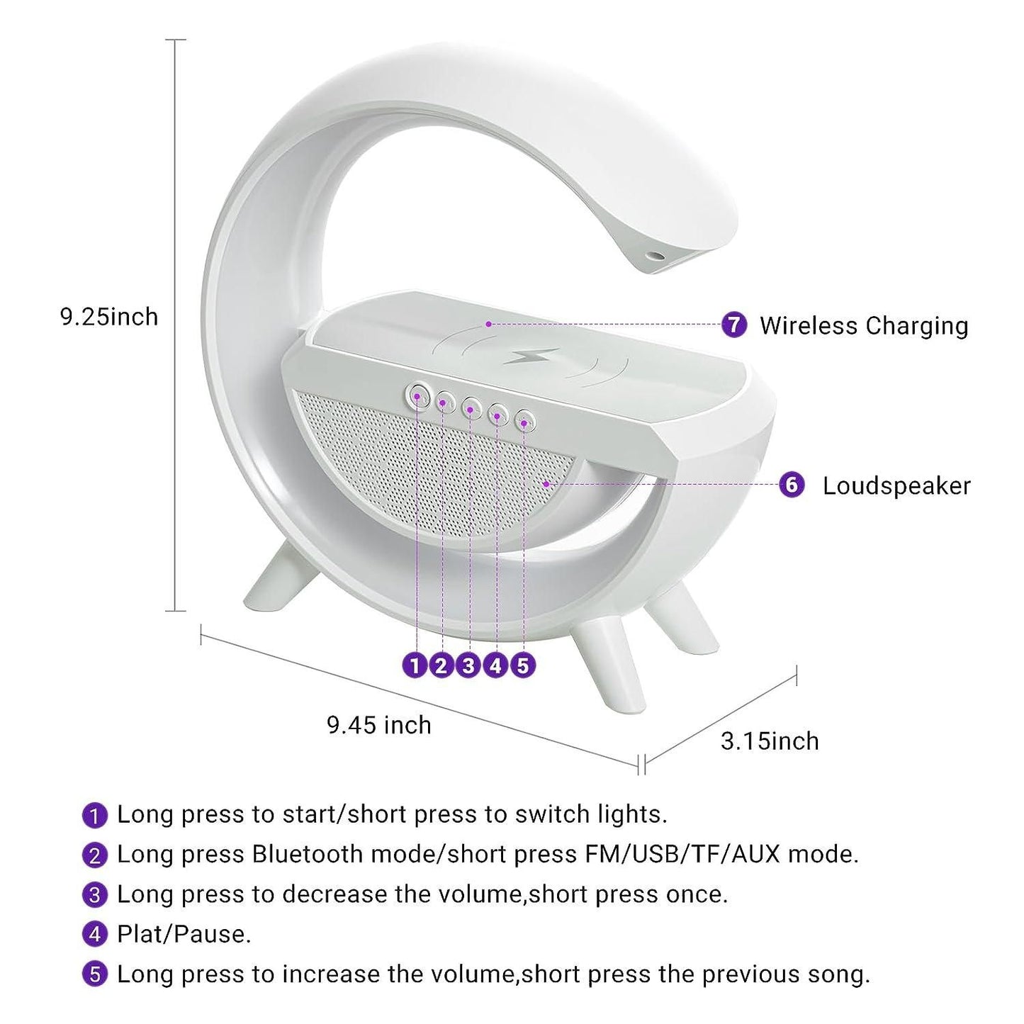 Wireless Charging Atmosphere Lamp with Bluetooth Speaker - (1000 OFF) - PURE