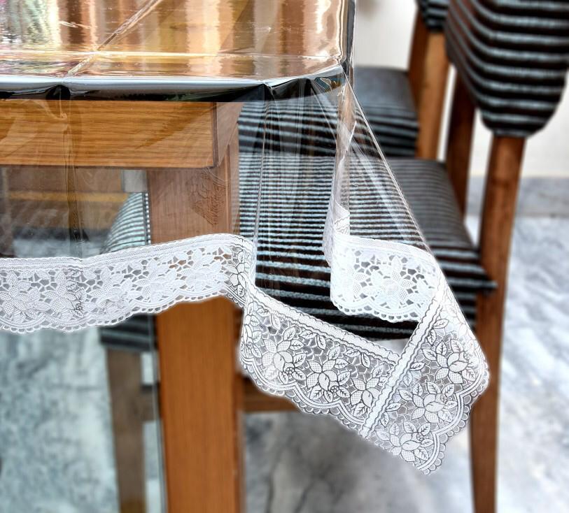 Transparent PVC Dining Table Cover (Silver Boarder) - PURE